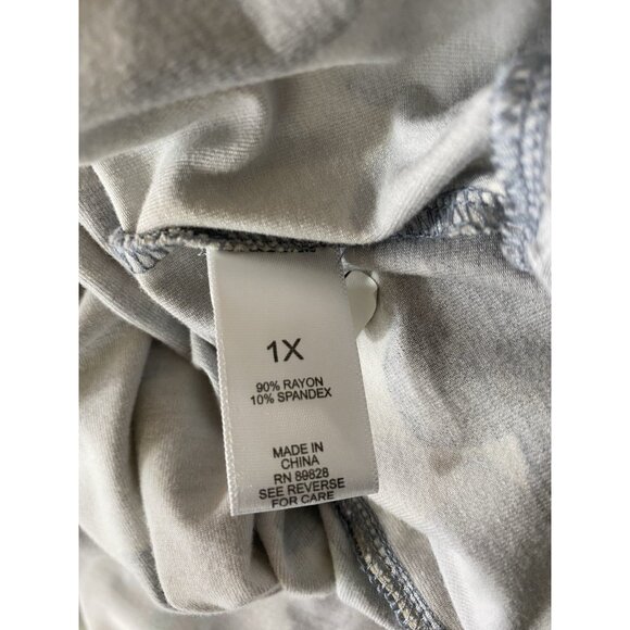 LOGO Lori Goldstein Dress Womens 1X Pockets Jersey Knit Stretch Blue Tan Floral - Picture 9 of 9